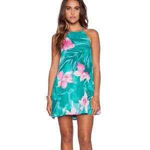 Show Me Your MuMu Teal and Pink Floral Dress